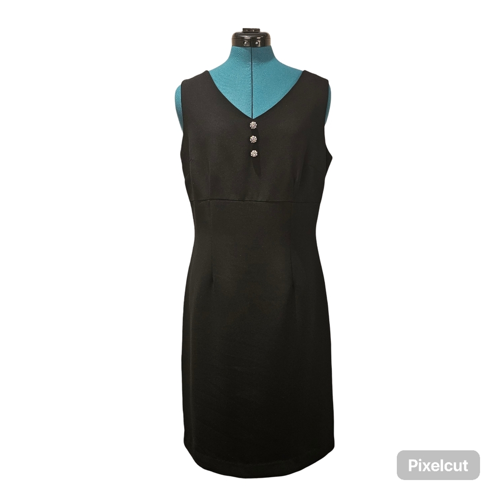 Sport Collection black sleeveless crepe lined v-neck midi cocktail dress size 10